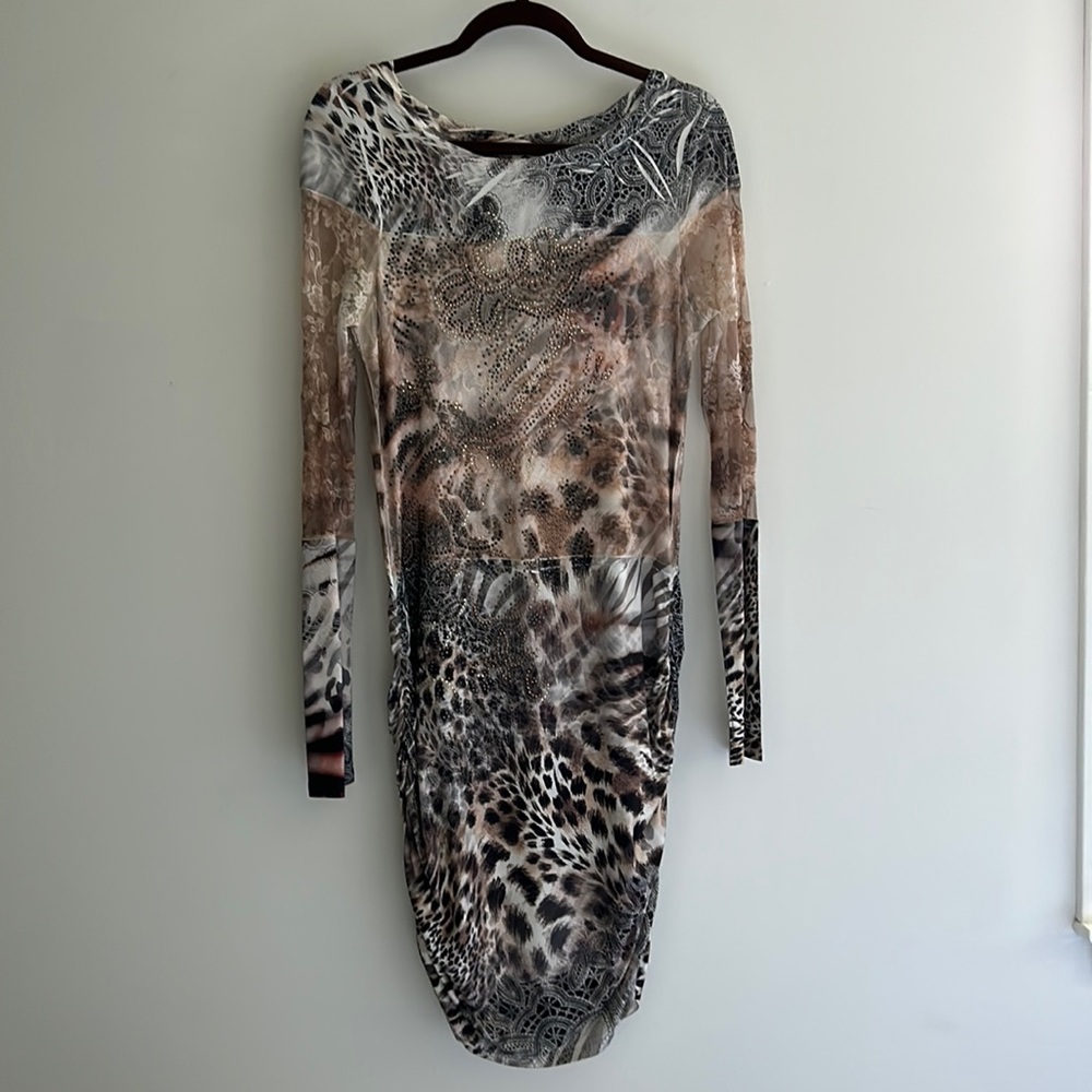 New without tags S12 Women’s Contour Dress Black/Beige Leopard Print Side M